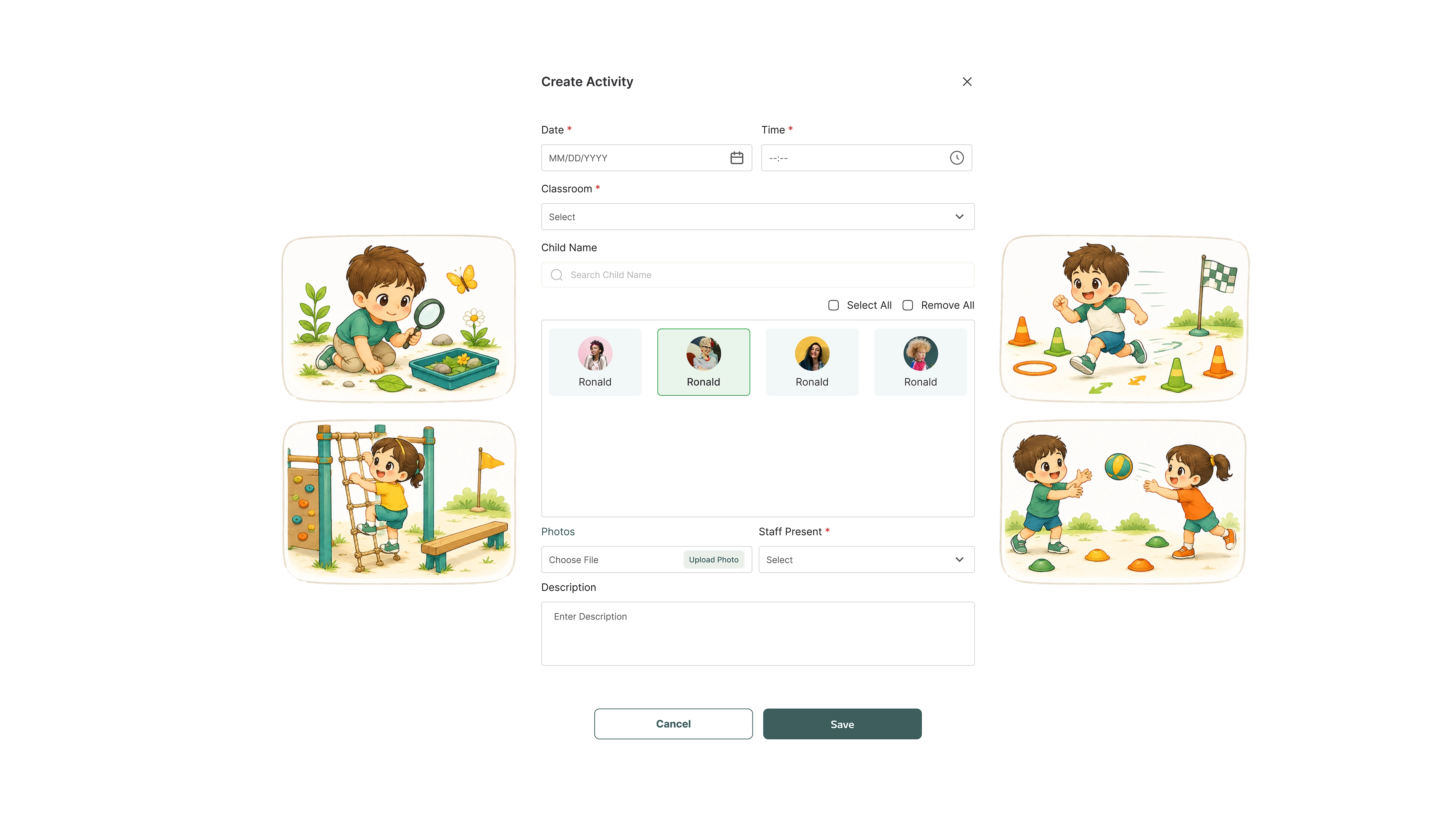Outdoor and physical activities for childcare programs